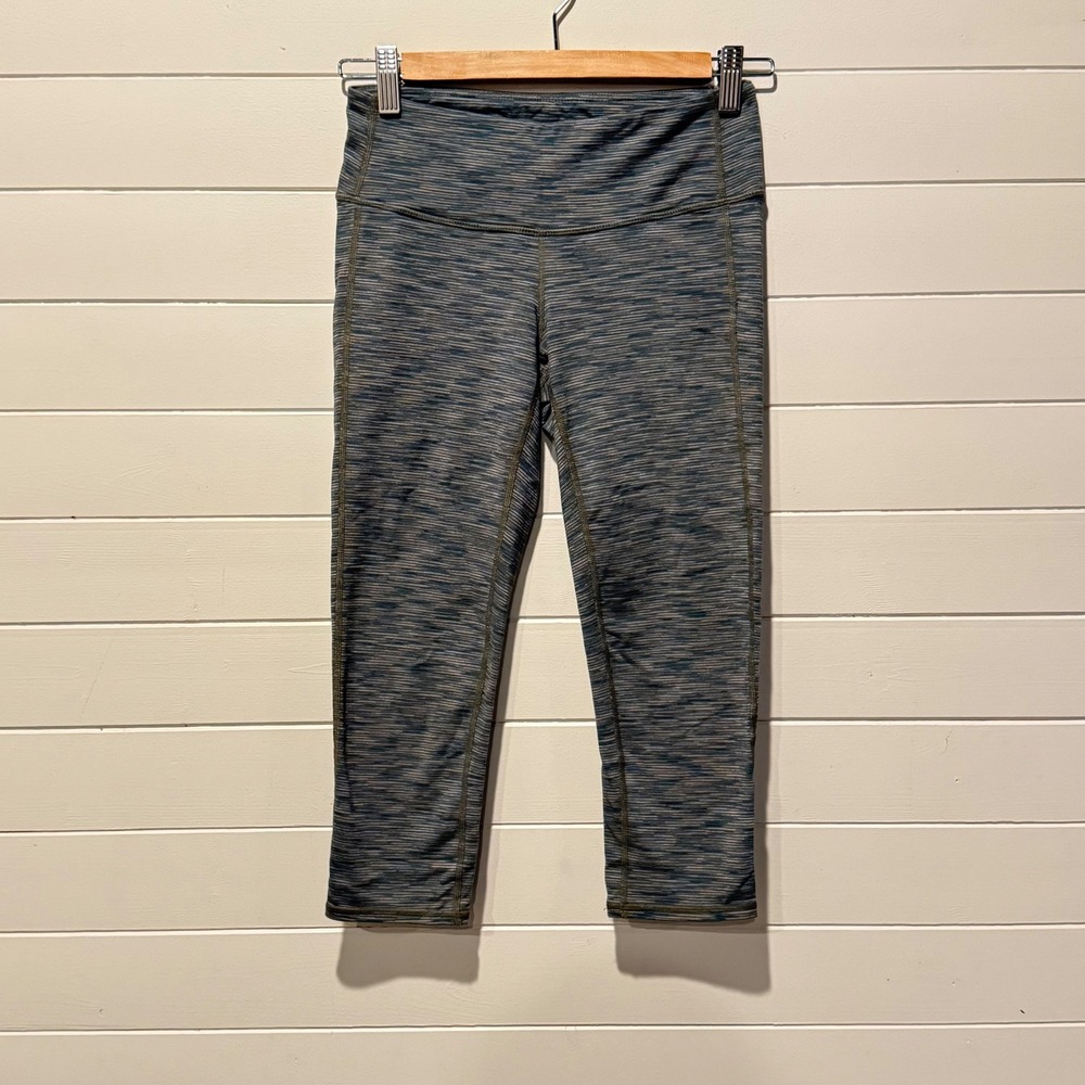 Athleta Space Dye Cropped Leggings Women XS Blue Green Supplex Nylon Spandex